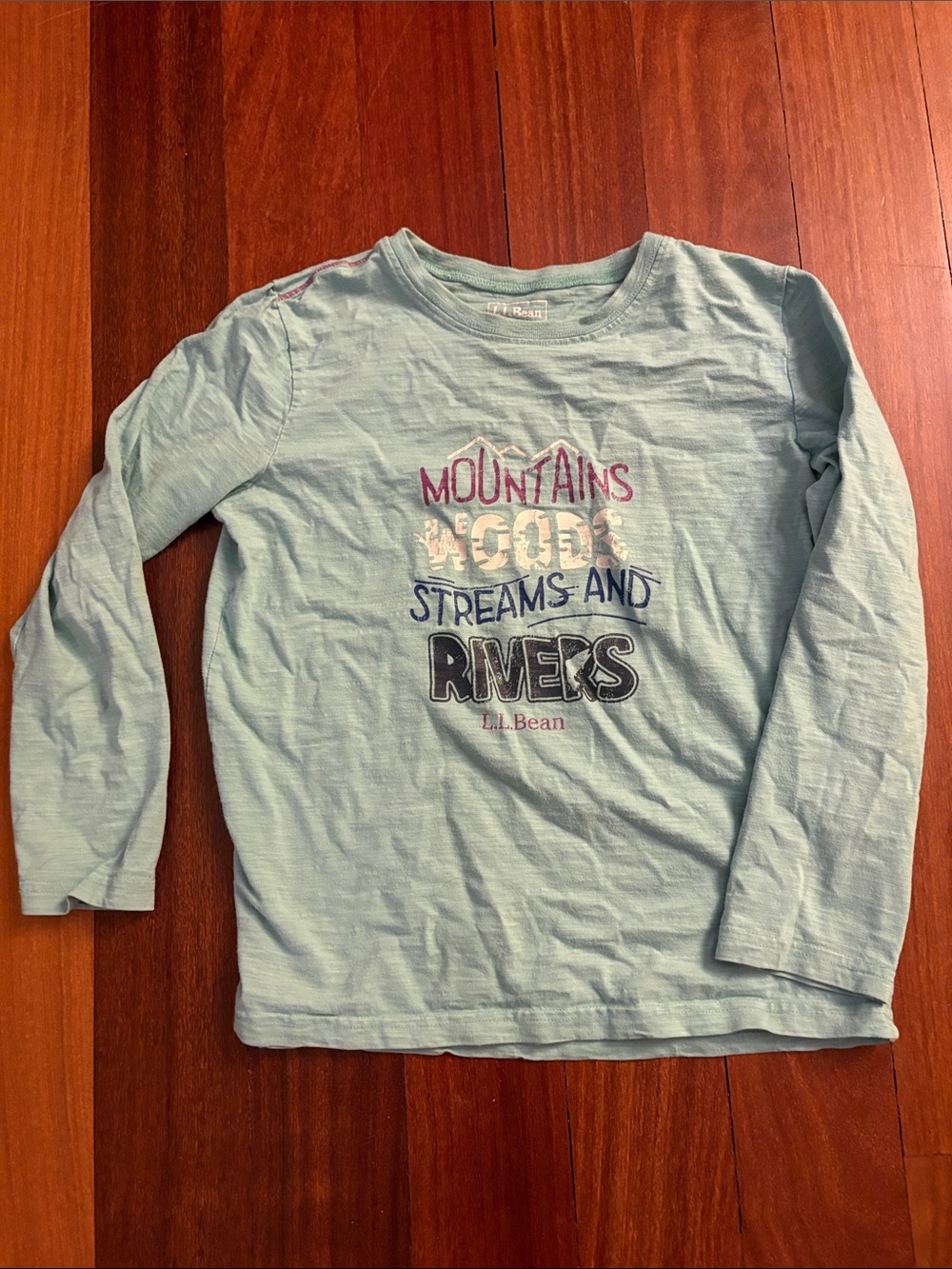 L.L. Bean Kids' Light Blue 'Mountains Streams and Rivers' Long-Sleeve Tee